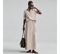 Ensemble 2 pièces en tissu tressé 2026SS, chemise blanche à boutons et jupe à nœud sur le côté, convient pour la Saint-Valentin, la saison des mariages, la Fête de l'Indépendance, le style urbain chic