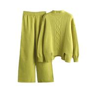 Ensemble 2 pièces en tricot pour femme - Pantalon de survêtement taille haute élastique, EN8, M