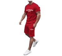 Ensemble 2 Pieces Homme Été T-Shirt Et Short, Tenue De Sport Pour Hommes Tracksuit Sets Fitness Vêtements De Sport De Plein Air Respirant Et Séchage Rapide Survetement De Gym Coupe Classical