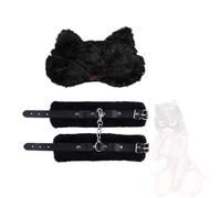 Ensemble 2 pièces masque pour les yeux en peluche rose renard, adapté aux vêtements de nuit