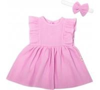 Ensemble 2 pièces Nellys robe en mousseline + bandeau, rose