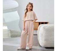 Ensemble 2 pièces Nova Glow pour préadolescentes, look vacances, couleur unie, col rond, manches courtes 8Y,9Y,10Y,11Y,12YUnicolorePolyester