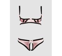 Soutien-gorge et string ouvert - Rose Noir - Taille 100B