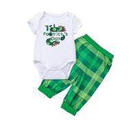 Ensemble 2 pièces pour bébé Fille et garçon, Tenue Verte de la Saint-Patrick, Barboteuse et Pantalon, de 0 à 24 Mois/A