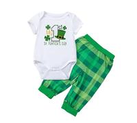 Ensemble 2 pièces pour bébé Fille et garçon, Tenue Verte de la Saint-Patrick, Barboteuse et Pantalon, de 0 à 24 Mois