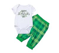 Ensemble 2 pièces pour bébé Fille et garçon, Tenue Verte de la Saint-Patrick, Barboteuse et Pantalon, de 0 à 24 Mois/A