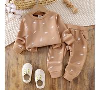 Ensemble 2 pièces pour bébé garçon, sweat-shirt pullover et jogging assorti avec imprimé dinosaure couleur chameau, tenue mignonne pour tout-petit, vêtements d'automne 6-9M,9-12M,12-18M,18-24M,2-3YCar