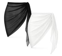 Ensemble 2 pièces pour femme, paréo, cache-maillot, jupe portefeuille, bikini (FR/ES, Alpha/lettres, Taille unique, Taille normale, Taille normale, A - Noir+blanc)