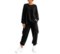 Ensemble 2 pièces pour femme : sweat-shirt ample à manches longues et col r | Ensemble Pantalon Haut Pour Mariage Survhiverment Voilée Short Mère Garcon Habillés One 38 70 on Tricot