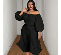 Ensemble 2 pièces pour femmes grande taille, couleur kaki, épaules dénudées, style décontracté, vacances, sport, trajets, rue, élégant, minimaliste, design de mode de niche, nouvel indispensable quoti