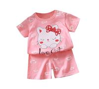 Ensemble 2 pièces pour fille avec imprimé à manches courtes, Rose, 18-24 mois