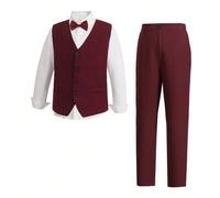 Ensemble 2 pièces pour garçon préadolescent gentleman : gilet à boutons devant + pantalon, sans chemise, sans accessoires, tenue de cérémonie pour anniversaire, soirée, mariage, baptême, 1er anniversa