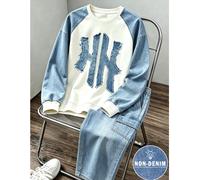 Ensemble 2 pièces pour garçon préadolescent, style minimaliste et confortable, sweat-shirt col ras-du-cou et pantalon cargo à jambes larges, design imprimé tie-dye intégral cool, imprimé lettres angla
