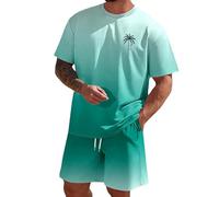 Ensemble 2 pièces pour homme avec t-shirt à manches courtes et short composé d'une chemise et d'un pantalon quart pour les loisirs, le sport, les vacances, la vie quotidienne