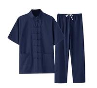 Ensemble 2 pièces pour homme Style chinois Arts martiaux traditionnels Kung Fu Tai Chi Tang Manches Courtes Confortable Tenue de loisirs Survêtement d'extérieur