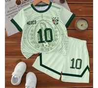 Ensemble 2 pièces pour jeune garçon Mexique 10 Football, maillot à manches courtes et short, tenue d'été vintage à imprimé intégral, tenue de football pour entraînement et match sur le campus, coupe a