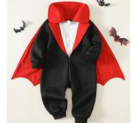 Ensemble 2 pièces pour nouveau-né et tout-petit unisexe garçon/fille, style mignon vampire Comte Dracula, barboteuse et cape épaissies doublées polaire, vêtements d'automne/hiver pour Halloween 6-9M,9