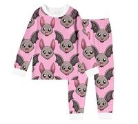 Ensemble 2 pièces Pyjama pour Filles avec et col Rond Halloween Kawaii Ample, Pajamas Set Manches Longues et Pantalon Long Batte Imprimé, vêtements de Nuit pour Enfants Doux, 2-10 Ans (5-6 Years)