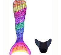 Ensemble 2 pièces queue de sirène rainbow et monopalme (taille XS - 8 ans)