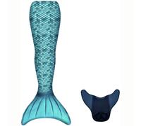 Ensemble 2 pièces queue de sirène turquoise et monopalme (taille S - 10 ans)
