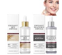 Ensemble 2 pièces sérum riz blanc & riz noir, duo exfoliant visage avec eau de son de riz & niacinamide, soin doux minimiseur de pores, soins éclaircissants et hydratants (2pcs)