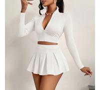 Ensemble 2 pièces sexy pour femmes Amarilo, style bombe sexy authentique avec un Top ajusté assorti à une jupe-pantalon douce. Convient pour les sports, la vie quotidienne, le tennis et autres occasio