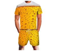 Ensemble 2 pièces t-shirt et short fantaisie pour homme - Impression 3D - Col rond - T-shirt moche - Haut et cordon de serrage - Taille élastique - Short à manches courtes - Short imprimé amusant avec