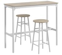 Ensemble 2 Places 3 Pcs Design Contemporain - Acier Aspect Bois Blanc Blanc