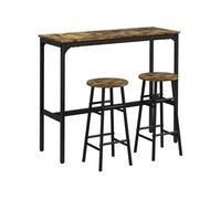 HomCom Ensemble table de bar bistrot + 2 tabourets, design industriel, repose-pieds, structure acier