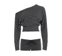 Ensemble 2 pour femme Rayé Rétro Manches Longues Ensemble 2 pour(Set L) | Design rayé rétro, manches longues, coupe cintrée pour une silhouette élancée et moderne
