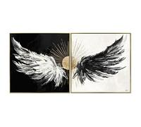 Ensemble 2 tableaux peinture à l'huile sur toile, peinte avec cadre en bois noir - Longueur 120 x Profondeur 3.5 x Hauteur 60 cm