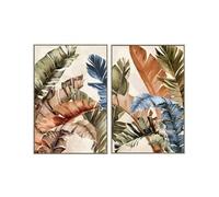 Ensemble 2 tableaux peinture à l'huile sur toile,peinte avec cadre en bois noir - Longueur 160 x Profondeur 3.5 x Hauteur 120 cm - -
