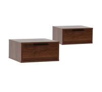Ensemble 2 tables de chevet flottantes Auri 1 tiroir couleur Noyer