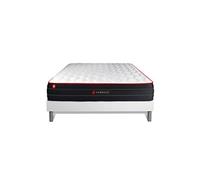 Ensemble 200x200 matelas BOOST ressorts ensachés et mémoire de forme + sommier kit blanc