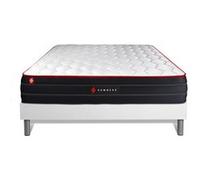 Ensemble 200x200 Matelas Boost Ressorts Ensaches Et Memoire De Forme + Sommier Kit Blanc