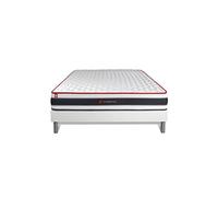 Ensemble 200x200 matelas ENERGY ressorts ensachés et mémoire de forme + sommier kit blanc