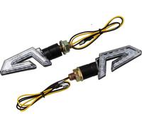 Ensemble : 2x Clignotants 'Fighter' 12V LED avec Verre Clair - pour Mobylette et Moto