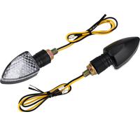Ensemble : 2x Clignotants LED 12V en Forme de Triangle en Noir Mat avec Verre Clair - pour Mobylette et Moto