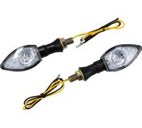 Ensemble : 2x Clignotants 'Zoom' LED 12V avec Verre Clair - pour Mobylette et Moto