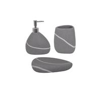 MSV Ensemble 3 Accessoires de Salle de Bain Céramique Zen Gris