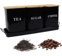 Ensemble 3 Boîtes de Conservation Métal Noir avec Plateau Vendos85