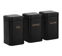 Cheffinger Ensemble 3 Boîtes pour Thé Café Sucre 9x14,5cm Hermétique Noir