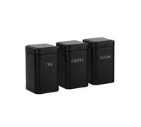 Cheffinger Ensemble 3 Boîtes pour Thé Café Sucre 9x14,5cm Hermétique Noir