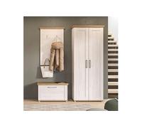 Ensemble 3 éléments meuble d'entré décor blanc et naturel - VERONICE