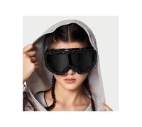 Ensemble 3-en-1 : 1 pièce de lunettes de ski extra-larges décorées de strass noirs denses, lunettes de ski de protection intégrale à la mode pour femmes avec un revêtement doux, chiffon anti-buée pour