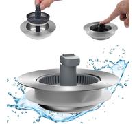 Ensemble 3-en-1 crépine et bouchon d’évier en inox, anti-obstruction, poignée pliable, pour drains US/Canada