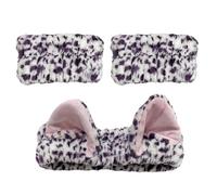 Ensemble 3 en 1 de bandeau et de lavage de poignet en peluche pour femme et fille, bandeau de maquillage pour les oreilles de chat, accessoire de lavage du visage