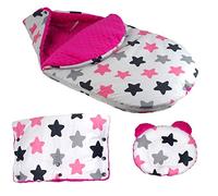 Ensemble 3 housses de poussette bébé matelassées incluant couvre-jambes, chauffe-mains et coussin de landau