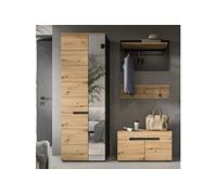 Ensemble 3 meubles d'entrée naturel et anthracite - KANUT
