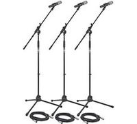 Ensemble 3 Microphones avec Accessoires pour la Scène par Gear4music